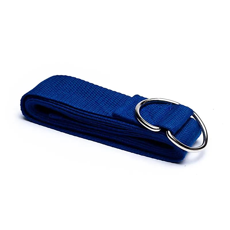 Yoga riem D-ring blauw katoen -- 183x4 cm