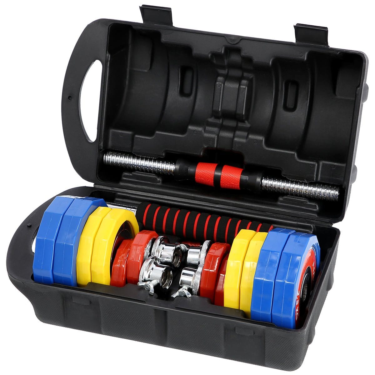 Halterset en Barbell in koffer 20 kg HMS
