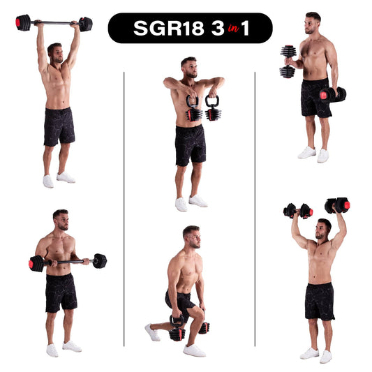 PRO SET 3IN1 ADJUSTABLE DUMBBELLS 43,5 KGS HMS