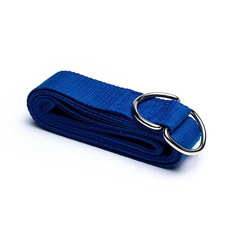 Yoga riem D-ring blauw katoen 250x4cm