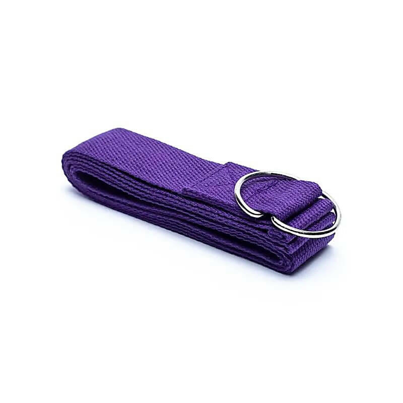 Yoga riem D-ring paars katoen 183x4 cm
