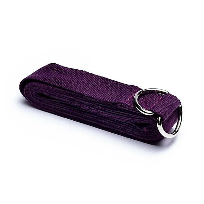 Yoga riem D-ring paars katoen 250x4cm