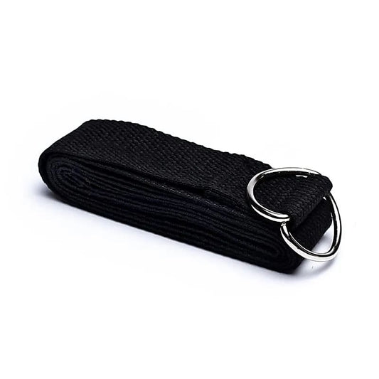 Yoga riem D-ring zwart katoen 183x4 cm