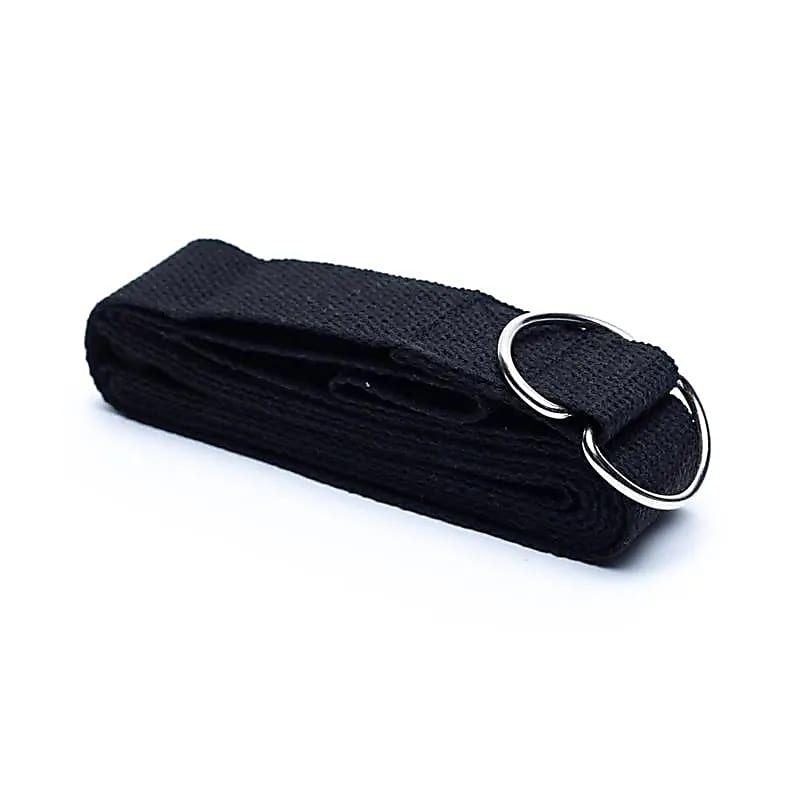 Yoga riem D-ring zwart katoen 250x4cm