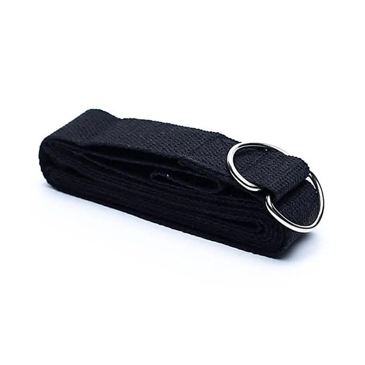 Yoga riem D-ring zwart katoen 250x4cm